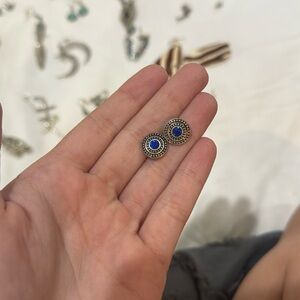 blue studded earrings